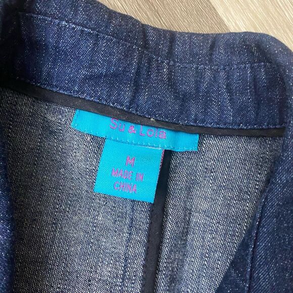 Su & Lola Jean Button Up Blouse, Tye Sleeve Shirt, Size Medium - Picture 2 of 7